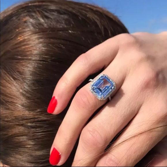 New 925 Silver Luxury Beautiful Sapphire Ring - Picture 4 of 4